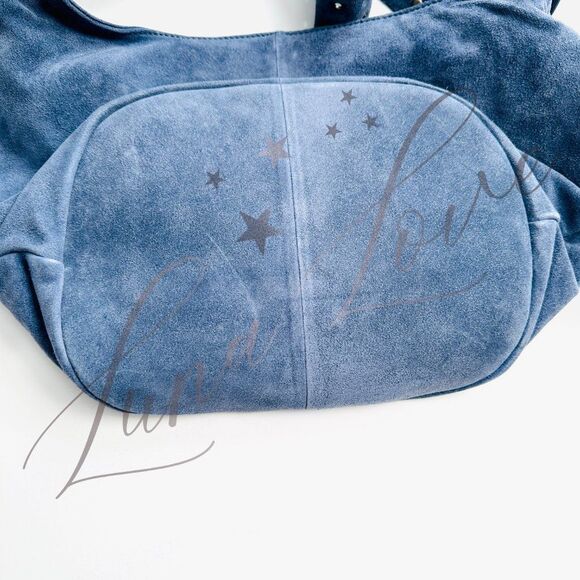 FREE PEOPLE Sage Suede Bucket Bag In Slate NWT - Picture 4 of 9